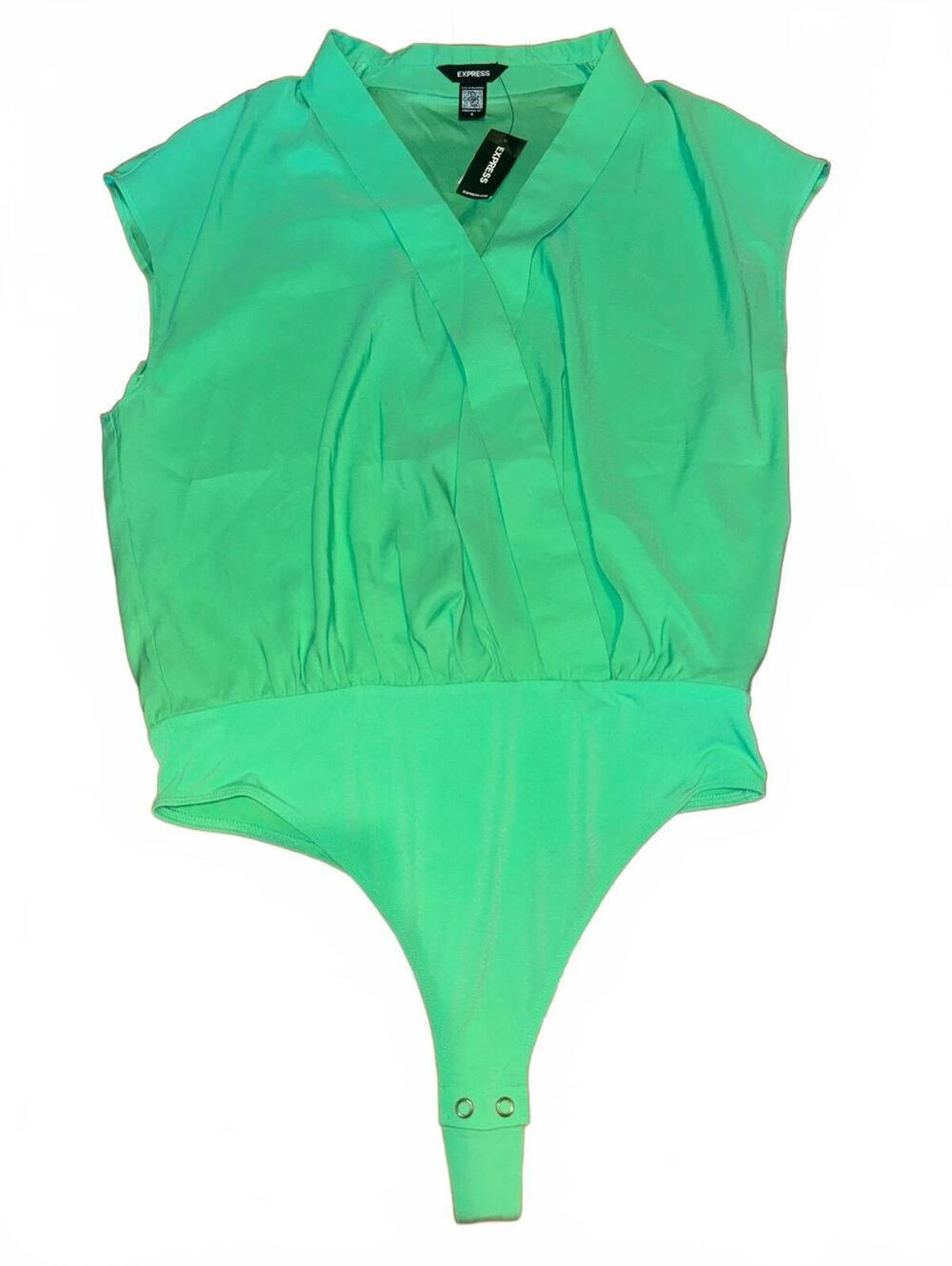 NWT Express Women's Green Sleeveless V-Neck Bodysuit Size Medium